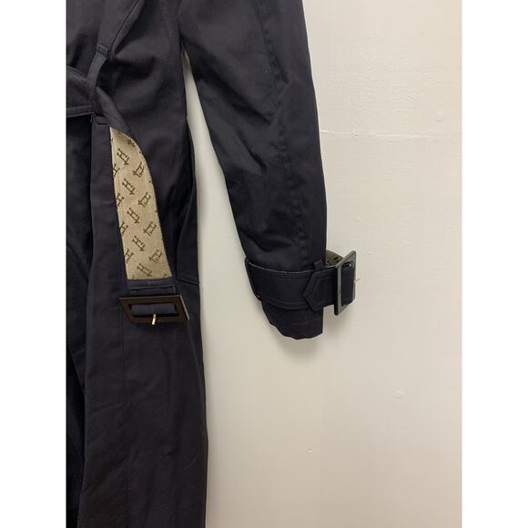 HERNO Rain Collection Laminar Size 44 Double Breast Trench Coat Navy Italy - Picture 5 of 7